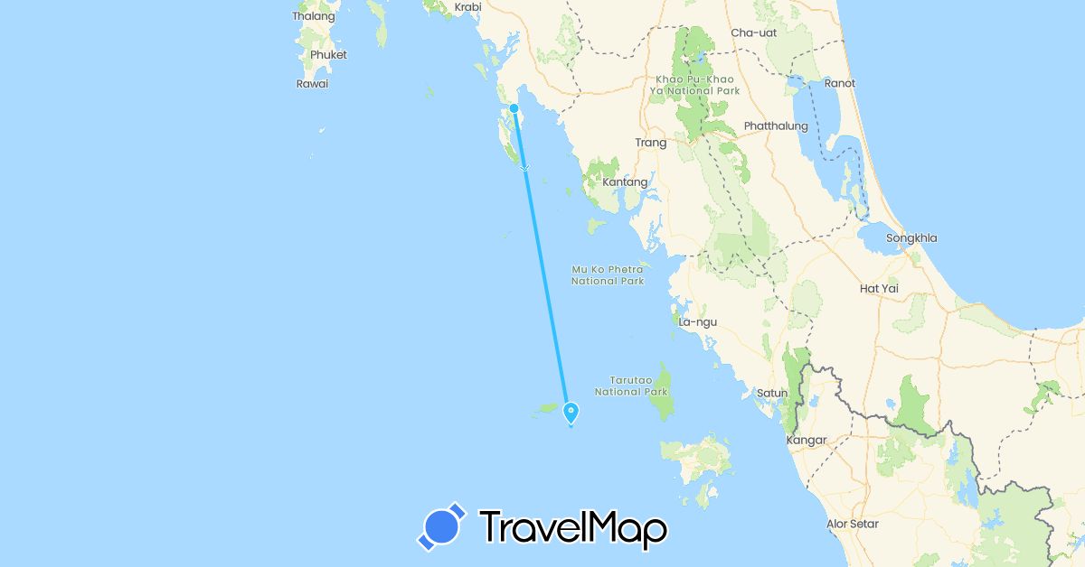 TravelMap itinerary: boat in Thailand (Asia)